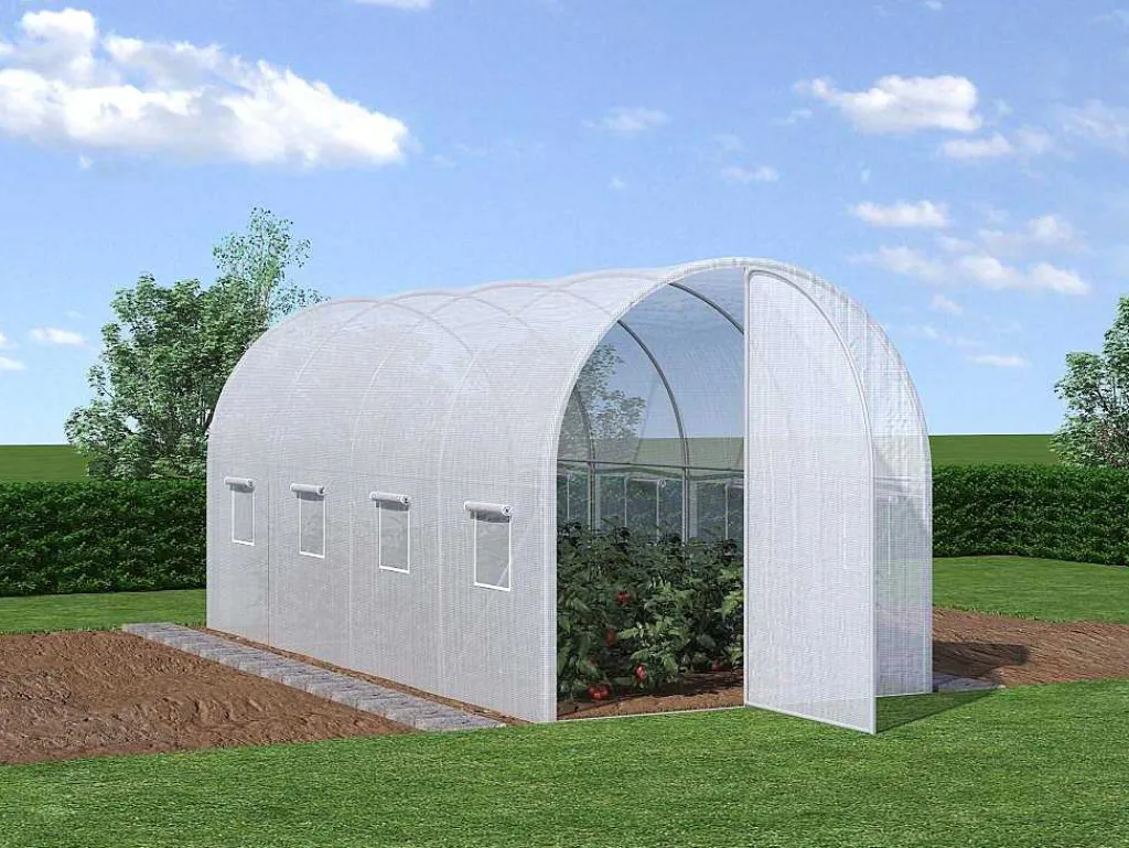 Tunnelkas Met Structuur Van Gegalvaniseerd Staal En Deur 9 M - L450 X B200 X H200 Cm - Alocasia-EXPERTLAND Outlet