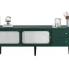 Tv-Meubel 160 Cm - 2 Rotan Schuifdeuren En 2 Lades - Groen-ModernLuxe New