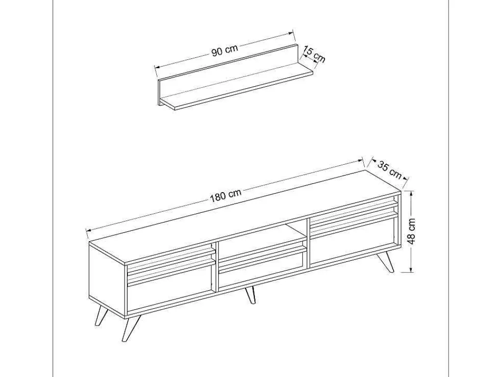 Tv-Meubel Hira - Zwart - 180X35X48 Cm --EPIKASA Hot