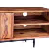 Tv-Meubel Met 2 Deuren En 2 Niche - Sheesham Hout En Metaal - Kleur: Natuurlijk - Zelicina-Vente-unique Outlet
