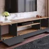 Tv-Meubel Met 3 Deuren En 1 Nis - Antraciet En Naturel - Lotula-Vente-unique Clearance
