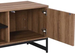Tv-Meubel Met 3 Deuren En 2 Nissen - Mdf - Naturel En Zwart - Caratana-Vente-unique Online