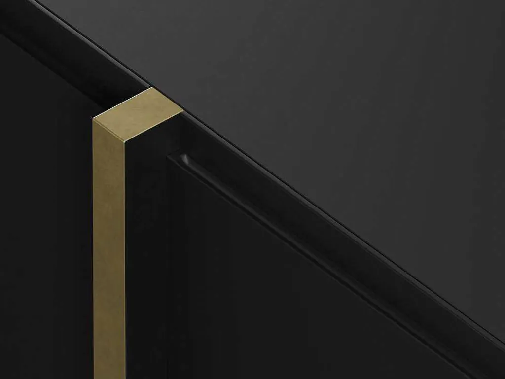Tv-Meubel Met 4 Deuren Van Mdf - Zwart En Goud - Luvonia-Vente-unique Sale