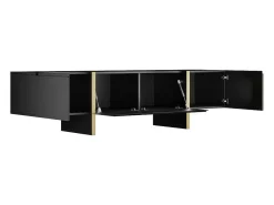 Tv-Meubel Met 4 Deuren Van Mdf - Zwart En Goud - Luvonia-Vente-unique Sale