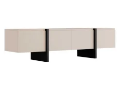 Tv-Meubel Met 4 Deuren Van Mdf - Beige En Zwart - Luvonia-Vente-unique Discount