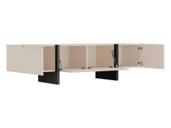 Tv-Meubel Met 4 Deuren Van Mdf - Beige En Zwart - Luvonia-Vente-unique Discount