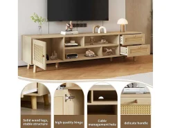 Tv-Meubel Van 160 Cm - 1 Deur, 2 Laden En 4 Vakken - Naturel-ModernLuxe Discount