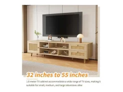 Tv-Meubel Van 160 Cm - 1 Deur, 2 Laden En 4 Vakken - Naturel-ModernLuxe Discount