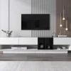 Tv-Meubel Van 190 Cm - 3 Laden En 4 Nissen - Spaanplaat - Kleuren Wit En Zwart-Vente-unique New