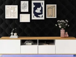 Tv-Meubel Van 180 Cm Met Led - 2 Laden En 2 Open Planken - Eigentijdse Scandinavische Stijl - Wit-ModernLuxe New