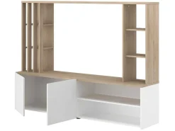 Tv-Wand Met Opbergruimte - Naturel En Wit - Gorbella-Vente-unique New