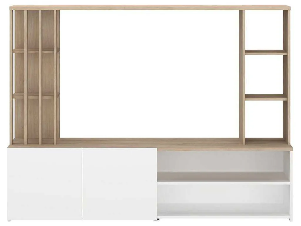 Tv-Wand Met Opbergruimte - Naturel En Wit - Gorbella-Vente-unique New