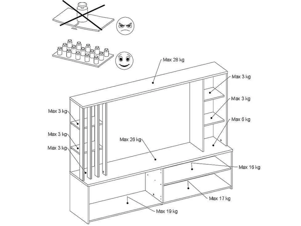Tv-Wand Met Opbergruimte - Naturel En Wit - Gorbella-Vente-unique New