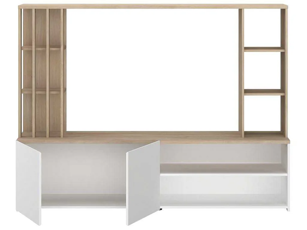 Tv-Wand Met Opbergruimte - Naturel En Wit - Gorbella-Vente-unique New