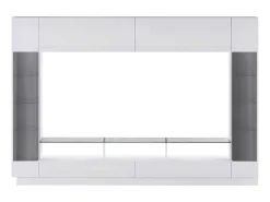 Tv-Wand Met Opbergruimte En Ledverlichting Van Gerookt Gehard Glas - Wit Gelakt - Briano-Vente-unique Discount