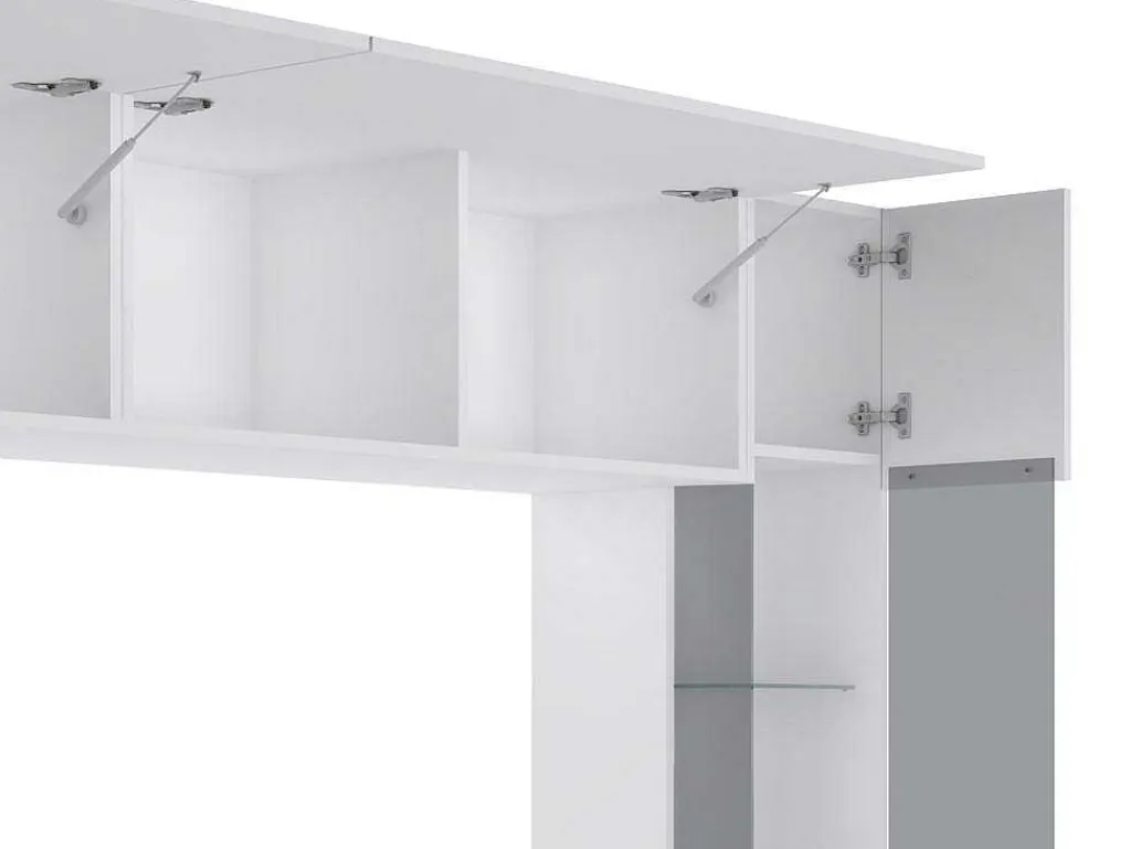Tv-Wand Met Opbergruimte En Ledverlichting Van Gerookt Gehard Glas - Wit Gelakt - Briano-Vente-unique Discount