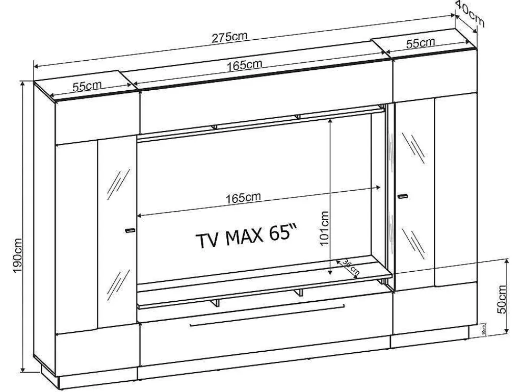 Tv-Wandmeubel Blake Met Opbergruimte - Led-Verlichting - Wit Gelakt-Vente-unique Sale