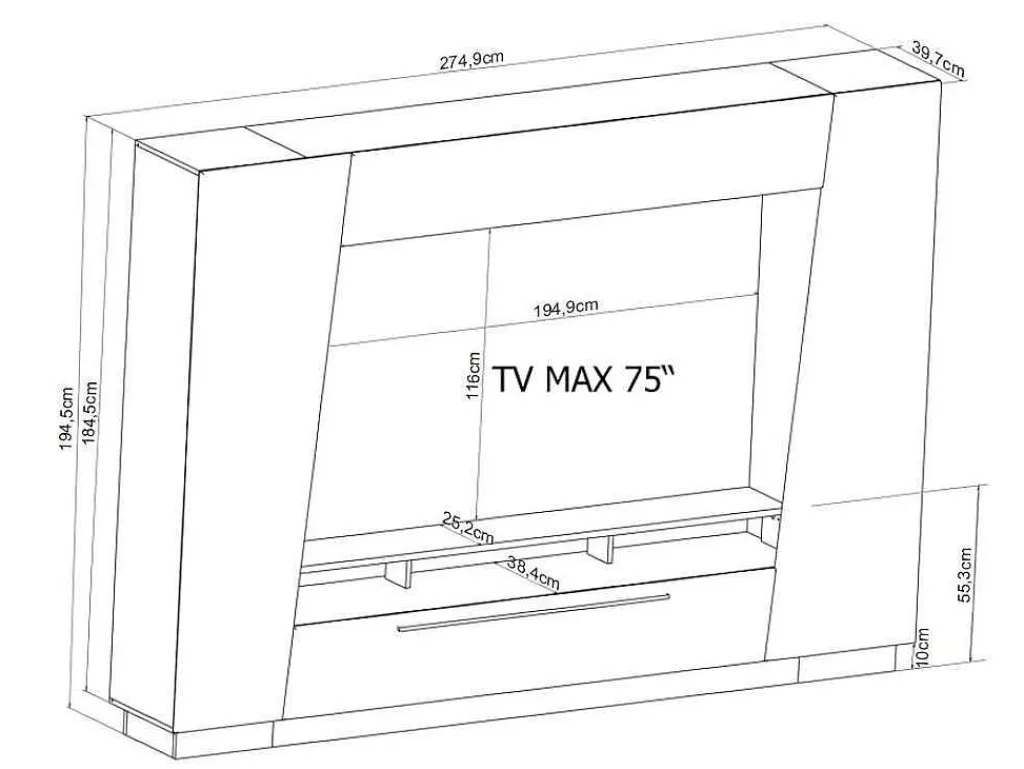 Tv-Wandmeubel Chace Met Opbergruimte - Witgelakt Mdf-Vente-unique