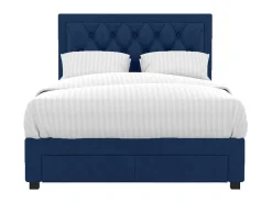 Tweepersoons Bed Met Laden En Opbergruimte - Blauw Fluweel - 160 X 200 Cm - Leopold-Vente-unique New