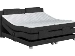 Tweepersoons Boxspring Met Elektrische Bedbodem + Matras En Dekmatras Castel Van - 2X80X200 Cm - Antraciet-Palacio Online