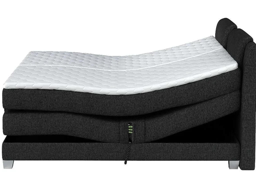 Tweepersoons Boxspring Met Elektrische Bedbodem + Matras En Dekmatras Castel Van - 2X80X200 Cm - Antraciet-Palacio Online