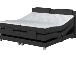Tweepersoons Boxspring Met Elektrische Bedbodem + Matras En Dekmatras Castel Van - 2X80X200 Cm - Antraciet-Palacio Online