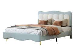 Tweepersoons Kinderbed 140X200Cm In Kunstleer - Met Lattenbodem - Amandelgroen (Matras Niet Inbegrepen)-ModernLuxe Sale