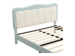 Tweepersoons Kinderbed 140X200Cm In Kunstleer - Met Lattenbodem - Amandelgroen (Matras Niet Inbegrepen)-ModernLuxe Sale