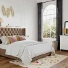 Tweepersoonsbed Massimo Gestoffeerd Met Capitons - 160 X 200 Cm - Beige - Stof-Vente-unique Discount