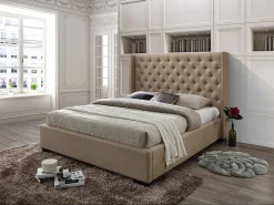 Tweepersoonsbed Massimo Gestoffeerd Met Capitons - 160 X 200 Cm - Beige - Stof-Vente-unique Discount