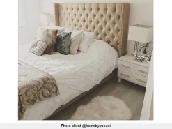 Tweepersoonsbed Massimo Gestoffeerd Met Capitons - 160 X 200 Cm - Beige - Stof-Vente-unique Discount