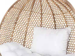 Tweezits Hangstoel Van Beige Gevlochten Hars Met Wit Kussen - Vahina-MYLIA Sale