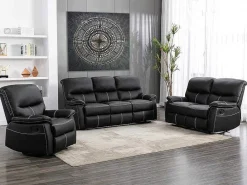 Tweezits Relaxbank Canby - Kunstleer - Zwart-Vente-unique Outlet