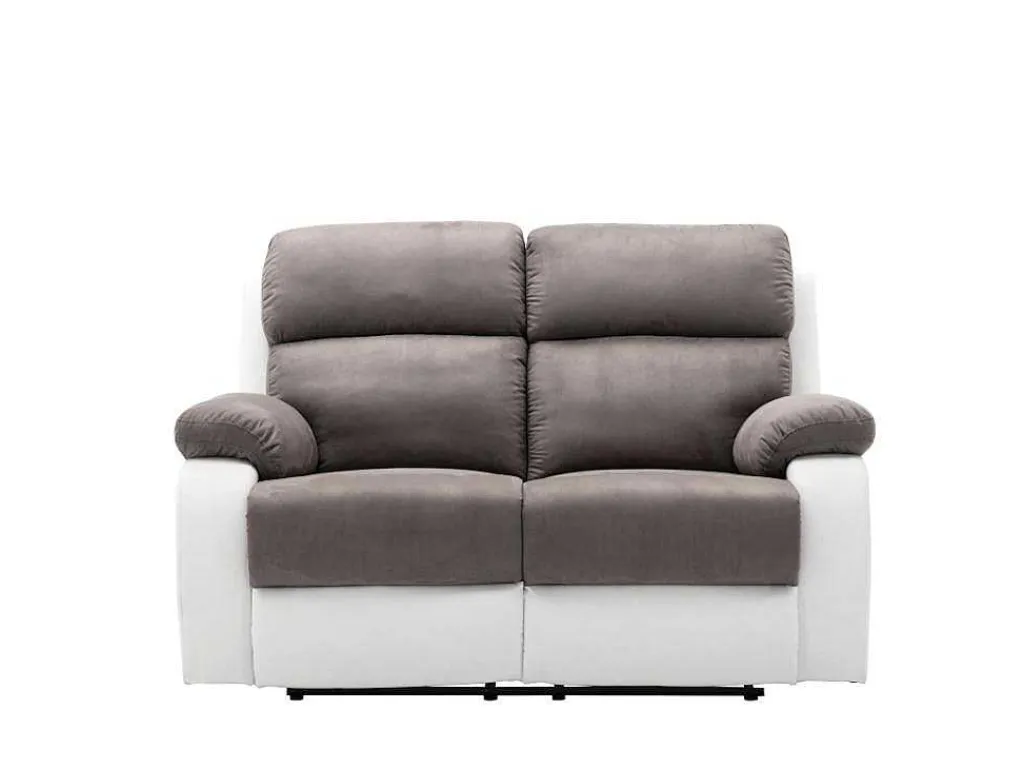 Tweezits Relaxbank Van Microvezel En Kunstleer Tolzano - Grijs En Wit-Vente-unique Online