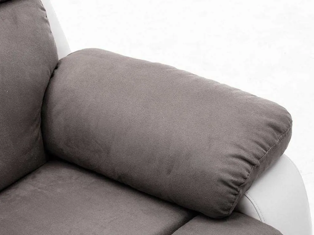 Tweezits Relaxbank Van Microvezel En Kunstleer Tolzano - Grijs En Wit-Vente-unique Online