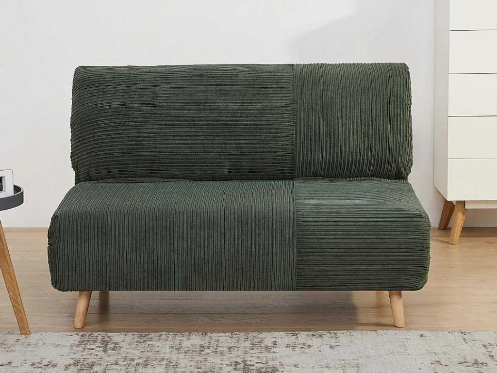 Tweezits Slaapbank Van Fluweel Ribstof Palula - Donkergroen-Vente-unique Best