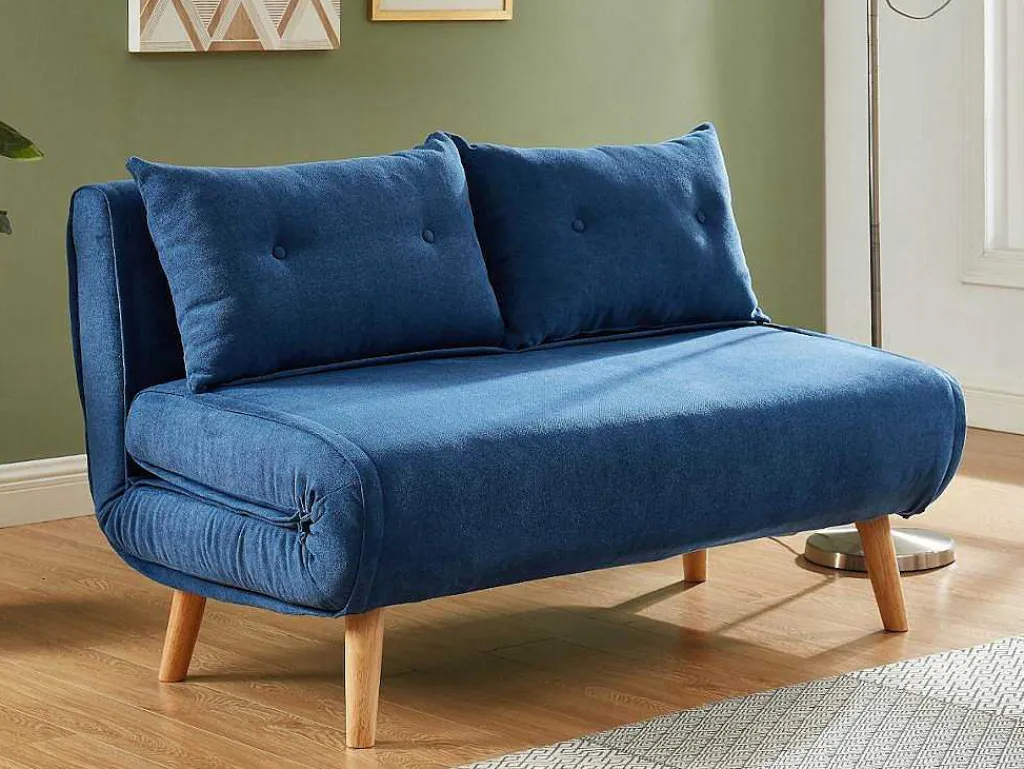 Tweezits Slaapbank Van Stof Valerio - Blauw-Vente-unique Online