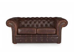 Tweezitsbank Chesterfield Clotaire Van 100% Leer Met Lived-In Aspect-Vente-unique