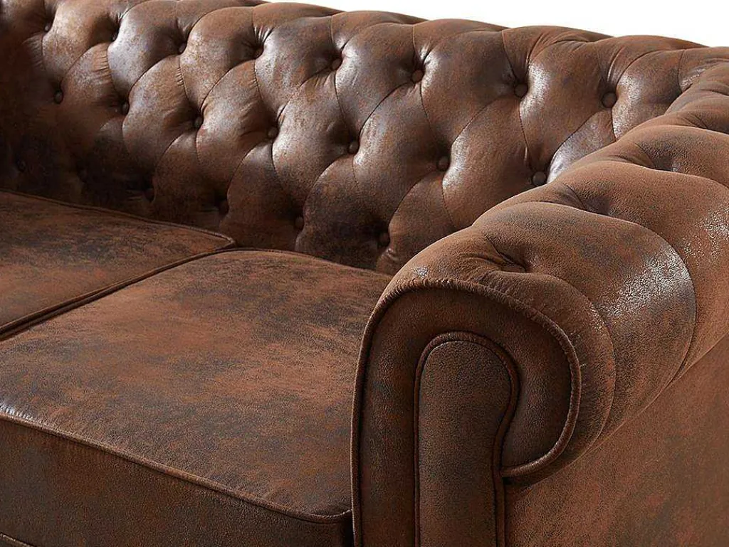 Tweezitsbank Chesterfield Van Microvezel Met Vintage Look-Vente-unique Outlet