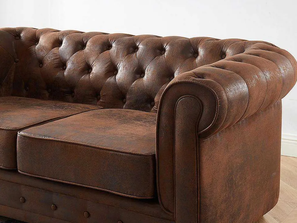 Tweezitsbank Chesterfield Van Microvezel Met Vintage Look-Vente-unique Outlet