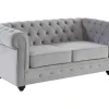 Tweezitsbank Chesterfield - Fluweel - Lichtgrijs-Vente-unique