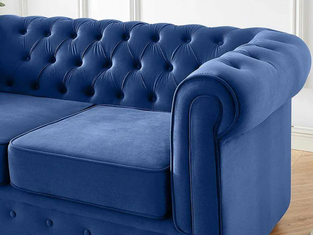 Tweezitsbank Chesterfield - Fluweel - Koningsblauw-Vente-unique Hot