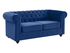Tweezitsbank Chesterfield - Fluweel - Koningsblauw-Vente-unique Hot