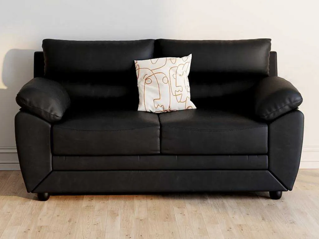 Tweezitsbank Manoa Van Kunstleer - Zwart-Vente-unique Hot