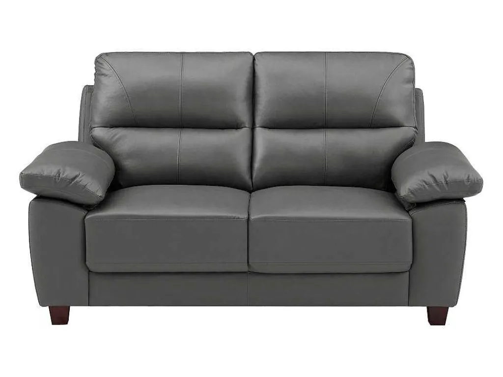Tweezitsbank Van Antracietgrijs Leer Tasani-Vente-unique Outlet