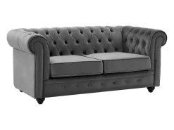 Tweezitsbank Van Antracietkleurig Velours Chesterfield-Vente-unique New
