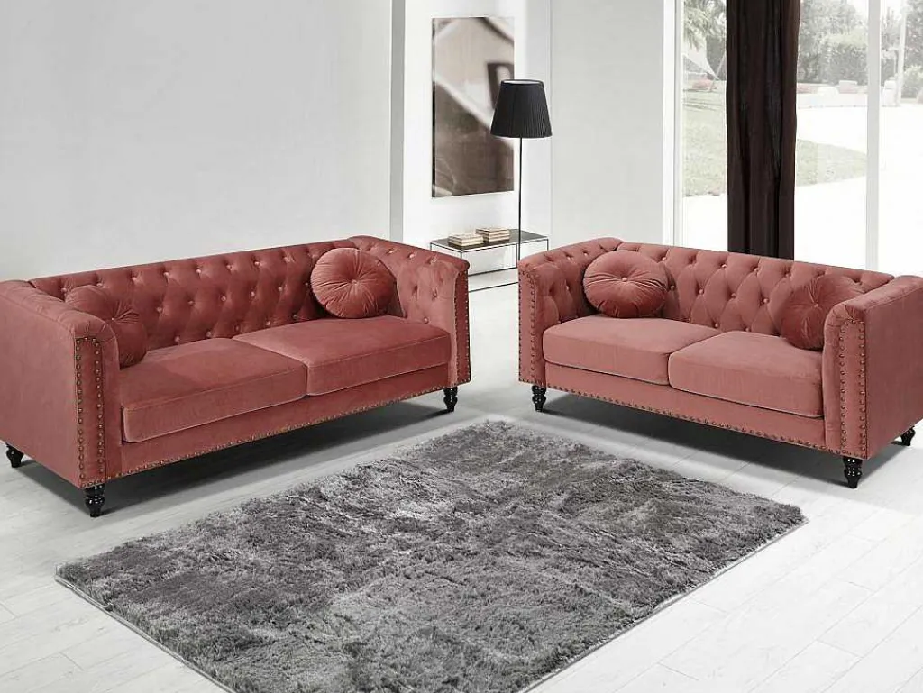 Tweezitsbank Van Fluweel Turner - Oudroze-Vente-unique Sale