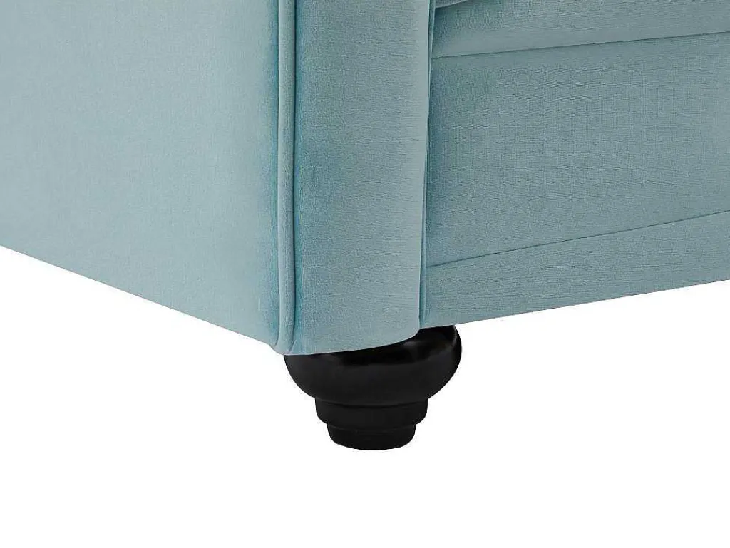 Tweezitsbank Van Pastelblauw Velours Chesterfield-Vente-unique Outlet