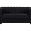Tweezitsbank Van Zwart Kunstleer Chesterfield-Vente-unique Hot