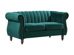 Tweezits-Chesterfield-Bank Van Smaragdgroen Velours Trumbo-Vente-unique Discount